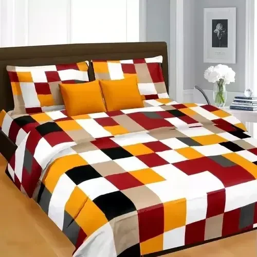 Sarvottam Single Bed Sheets - Border Check